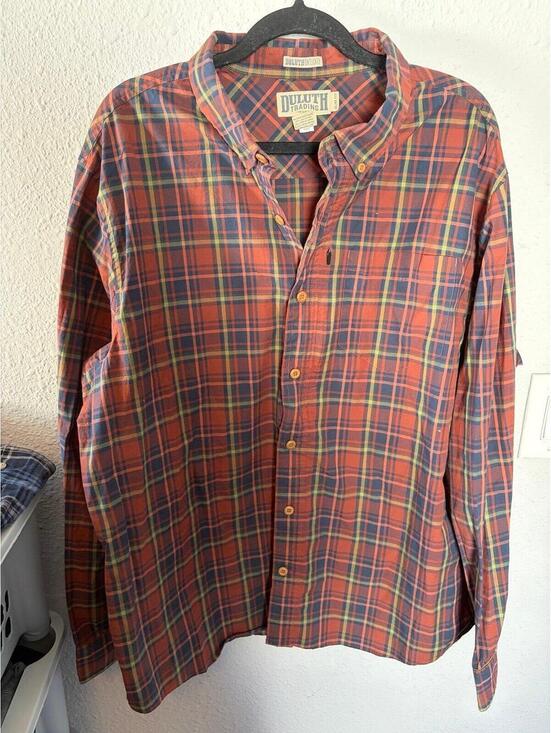 Other - Men's Duluth Trading Untucked Slim Fit Plaid Button Long Sleeve size 2XL